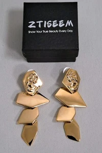 14K Gold Plated Irregular Dangle Silhouette NIB - Picture 1 of 5