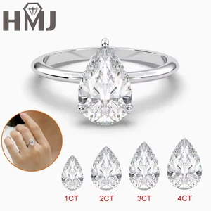 1/4CT Pear Cut Moissanite Engagement Rings 925 Silver Solitaire Wedding Ring GRA - Picture 1 of 24