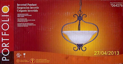 PORTFOLIO "Estilo Tradicional" Colgante Invertido - Bronce Oro / Vidrio Scavo - NUEVO Foto 1 de 2