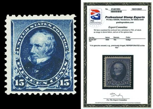 Scott 227 1890 15c Clay Mint F-VF OG LH Reperforated at Top with PSE CERT! - Picture 1 of 2