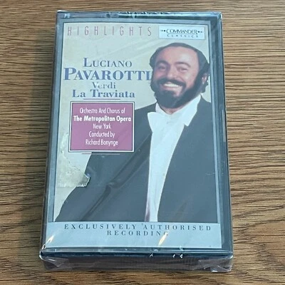 Pavarotti Cassette Tape: "La Traviata", LIVE, Bonynge, 1990, FACTORY-SEALED - Image 1 of 4