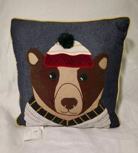 Pottery Barn Kids Lodge Bear Decorative pillow 16" New photo shoot sample - Picture 1 of 7