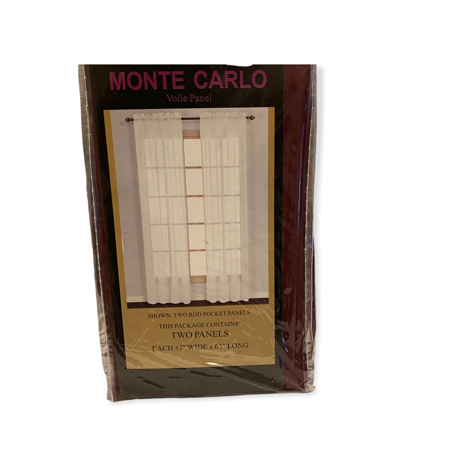 United 57" x 63" Monte Carlo Voile Window Curtain Panel - Image 1 of 4