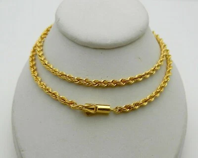 Collar Cadena Corte Diamante Estilo Cuerda Oro Amarillo 14k Sólido 31" Largo 17.2 gramos Foto 1 de 4