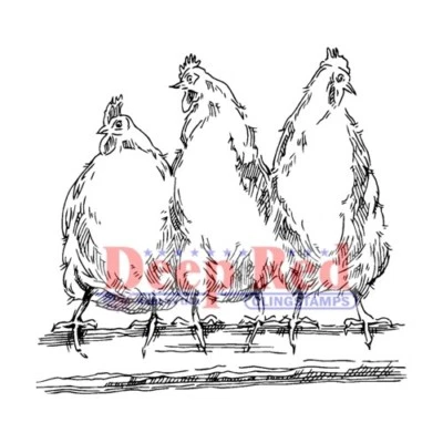 Deep Red Stamps Hens Rubber Cling Stamp - Image 1 of 3