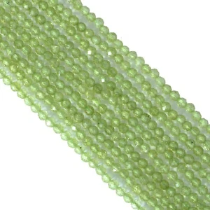 Cuentas de piedras preciosas sueltas facetadas redondas de peridoto natural de 2,5 mm para hacer joyas - Imagen 1 de 4