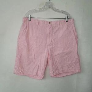 Polo Ralph Lauren Shorts Mens 38 Pink White Stripe Seersucker 9" Preppy Vintage - Picture 1 of 10