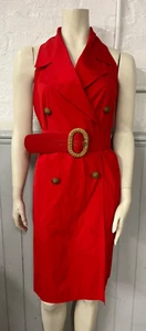 Genny - Halter Double Breasted Red Dress with big belt - Picture 1 of 11