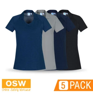 5 x Womens Byron Short Sleeve Breathable Work Office Polo Shirt P011LS - Picture 1 of 12