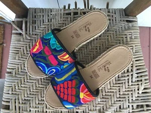Handmade Mexican Embroidered Slide Sandals - Zapatos Artesanos - Size Womens 7 - Picture 1 of 3