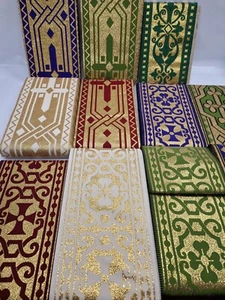 16cm x 1m Orphrey Decorative Gold Jacquard Trim Fabric CROSS cassock EX WIPPELL - Picture 1 of 42