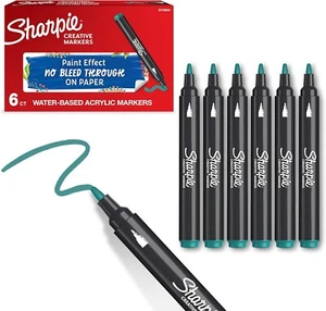 Sharpie Creative Marker Acrylic Paint Pens - Bullet Tip - Emerald Green - 6 Pack - Picture 1 of 7