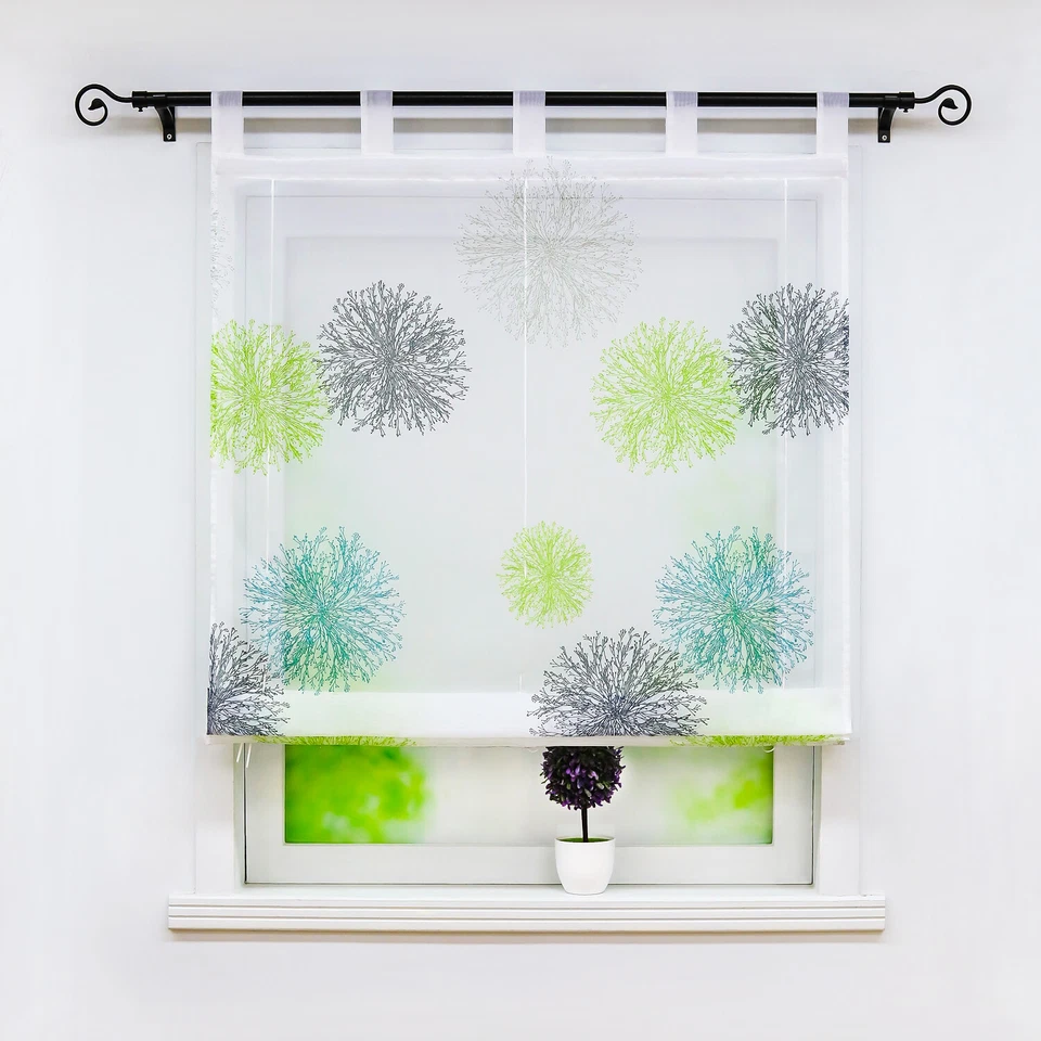 Raffrollo mit Schlaufen Raffgardinen Bändchenrollo Vorhang Küche Gardinen Modern - Bild 1 von 4