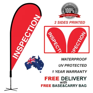 2.6m RED INSPECTION Teardrop Flag Banner Kit Outdoor real estate INSRED - Picture 1 of 3