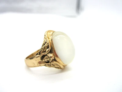 Anillo Estate Hecho a Mano Oro 14k Ángel Piedra Lunar Luminiscente 14.5 Quilates Talla 7 Foto 1 de 4