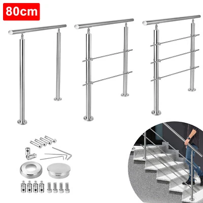 FROADP 80cm Edelstahl Treppengeländer Geländer Handlauf + Querstab Treppen Balkon TOP