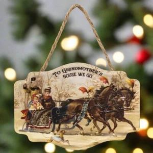 Primitivo Natale 6" A Casa della Nonna Andiamo Vintage Appendino Metallo Goffrato - Foto 1 di 3