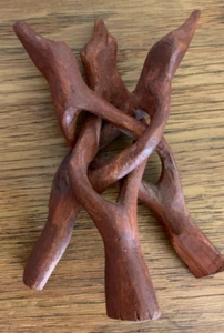 Holzpflanze Blumentopf Schüssel Halter Ständer, 3 verflochtene Stücke handgeschnitzt aus 1 - Bild 1 von 6