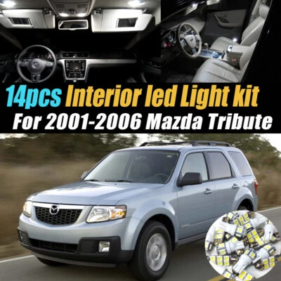 14Pc Super White Car Interior LED Light Bulb Kit for 2001-2006 Mazda Tribute - Image 1 of 4