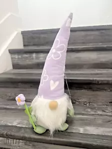 Spring Gnome purple hat white beard Weighted Plush 20 “ Tall Huntington Home NWT - Picture 1 of 4