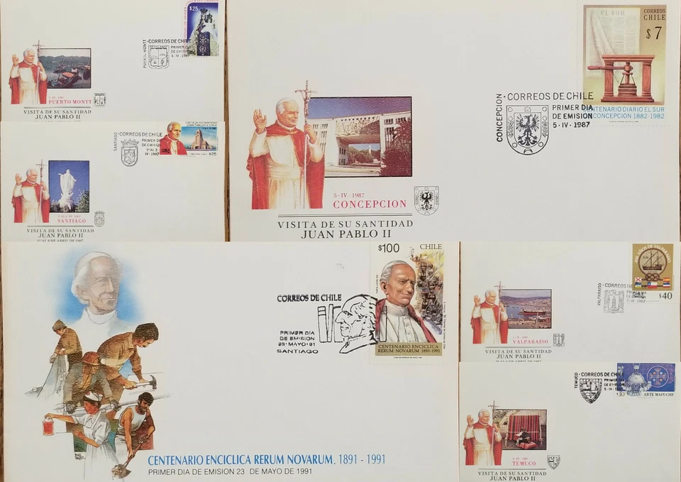 J) 1991 CHILE, VISIT OF HIS HOLINESS JOHN PAUL II, BLOCK OF 6, FDC  - Image 1 of 1