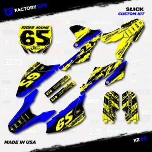 Blue & Yellow Slick Camo Graphics Kit fits 18-24 Yamaha YZ65 YZ 65 Decal Sticker - Picture 1 of 5