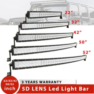 Curved 5D Led Light Bar Offroad 22 32 42 50 52" INCH Fog Driving For Truck SUV - Picture 1 of 41