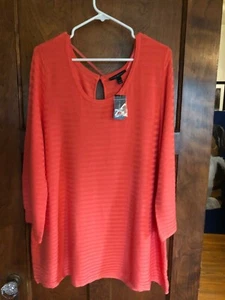 Lane Bryant 22/24  Striped Orange NWT  3/4  Sleeve Sweater - Picture 1 of 9