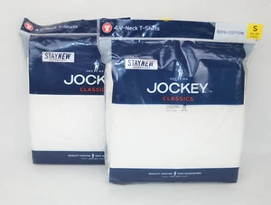 T-shirt Jockey Classic uomo scollo a V senza etichette confezione da 4, taglia S, 2 confezioni nuove - Foto 1 di 6