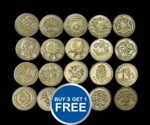 Old circulated Round £1 coins one pound coin - BUY 3 GET 1 FREE - Picture 1 of 2