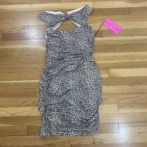 Betsey Johnson Leopardendruck Mantelkleid Damen Größe 8 ausgeschnittenes Kleid - Bild 1 von 14