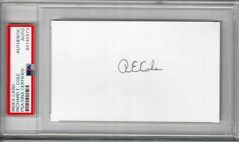 RICHARD E. COLE SIGNED INDEX CARD PSA DNA 84145973 (D) WWII DOOLITTLE RAIDER Cover