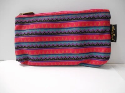 Nuevo sin etiquetas ~ Laurel Burch Multicolor Geométrico + Rayas Bolso sin asas/cartera/bolso de maquillaje Foto 1 de 4