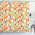 Vintage Shower Curtain Retro Colorful Circles Print for Bathroom