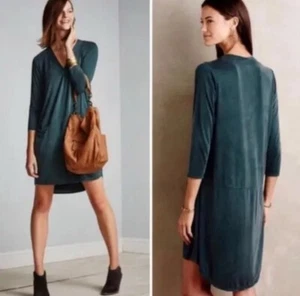 DOLAN Anthropologie Left Coast Tegan Tunic Dress 3/4 Sleeves M Green - Picture 1 of 9