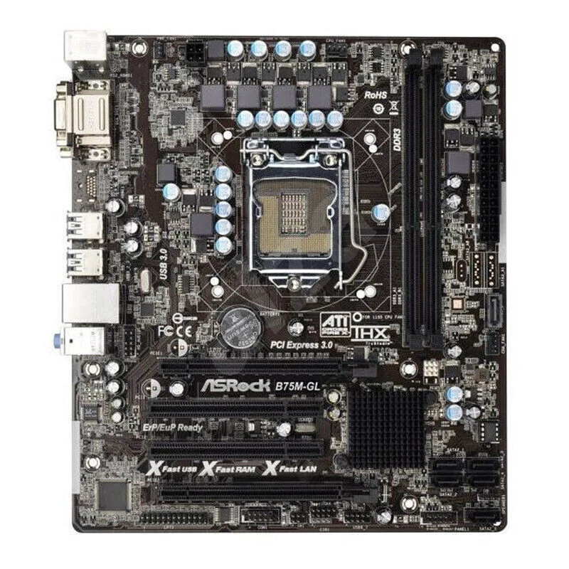 For ASRock B75M-GL Motherboard LGA1155 DDR3 VGA DVI USB3.0 PCIe 3.0 M-ATX Tested - Image 1 of 4