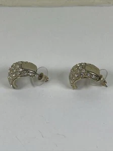 Vintage C Creolen Gold helle Strasssteine böhmischer Damenschmuck - Bild 1 von 8