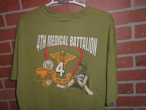 US MARINE CORPS VINTAGE 1990S "4TH MEDICIAL BATTALION" TSHIRT SIZE XL BY HANES - Picture 1 of 3