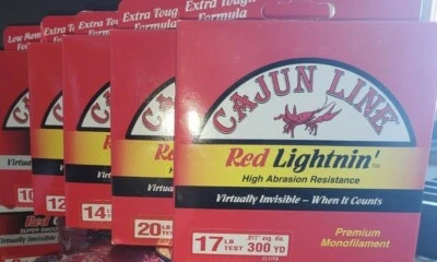 Línea de pesca mono roja 300yd cajún rojo relámpago monofilamento Foto 1 de 4