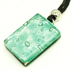 Murano Glass Pendant Green Aqua Silver 3cm x 2cm Handmade Authentic from Venice - Picture 1 of 3