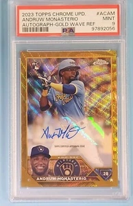 2023 Topps Chrome Update #ACAM Andruw Monasterio RC Auto, Gold Wave Ref/50,PSA 9 - Picture 1 of 8