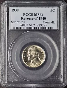 1939 Jefferson Nickel - PCGS MS64 Reverse of 1940 - ✪COINGIANTS✪ - Picture 1 of 2