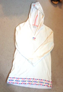 VINEYARD VINES GIRL'S LARGE 14 WHITE COVER-UP/TOP/HOOD EMBRODIERY BOTTOM/V NECK - Picture 1 of 7