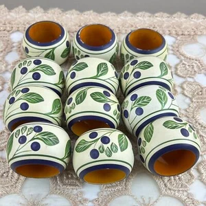 Juego de 12 servilleteros botánicos vintage azules - Imagen 1 de 8