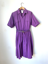 Vintage Dress Purple 1990s Sears Tradition Size 10 Short Sleeve Shirt Dress Knee