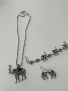 Elephant Necklace Earrings & Pendant Set - Picture 1 of 19