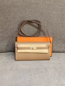 Hermes Kelly To Go Etoupe Veau Tadelakt Laiton Palladie - Picture 1 of 1