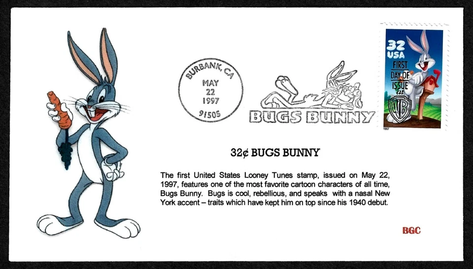 USA, SCOTT # 3137-A, BGC FDC COVER - BUGS BUNNY LOONEY TUNES 1997 RABBIT CARTOON - Image 1 of 1