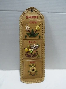 VTG BAHAMAS SOUVINIER STRAW WALL HANGING BILL LETTER MISC ORGANIZER - Picture 1 of 6