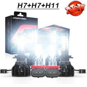 6x Para For BMW 328i 2007-2016 Kit de faros LED + luces antiniebla H7+H7+H11 - Picture 1 of 22